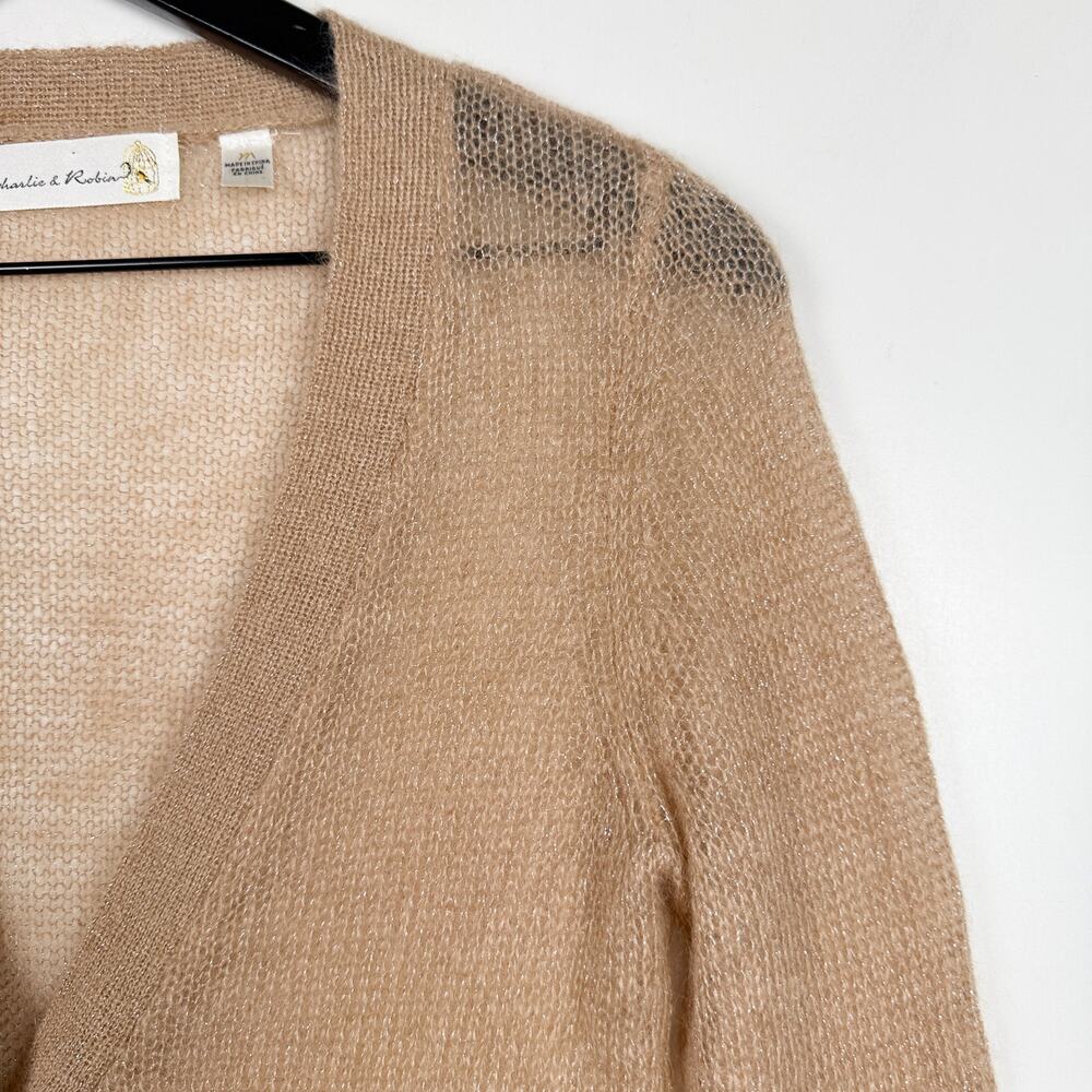 Charlie & Robin Anthropologie Knit Beige Cardigan Sweater - M - Picture 3 of 10
